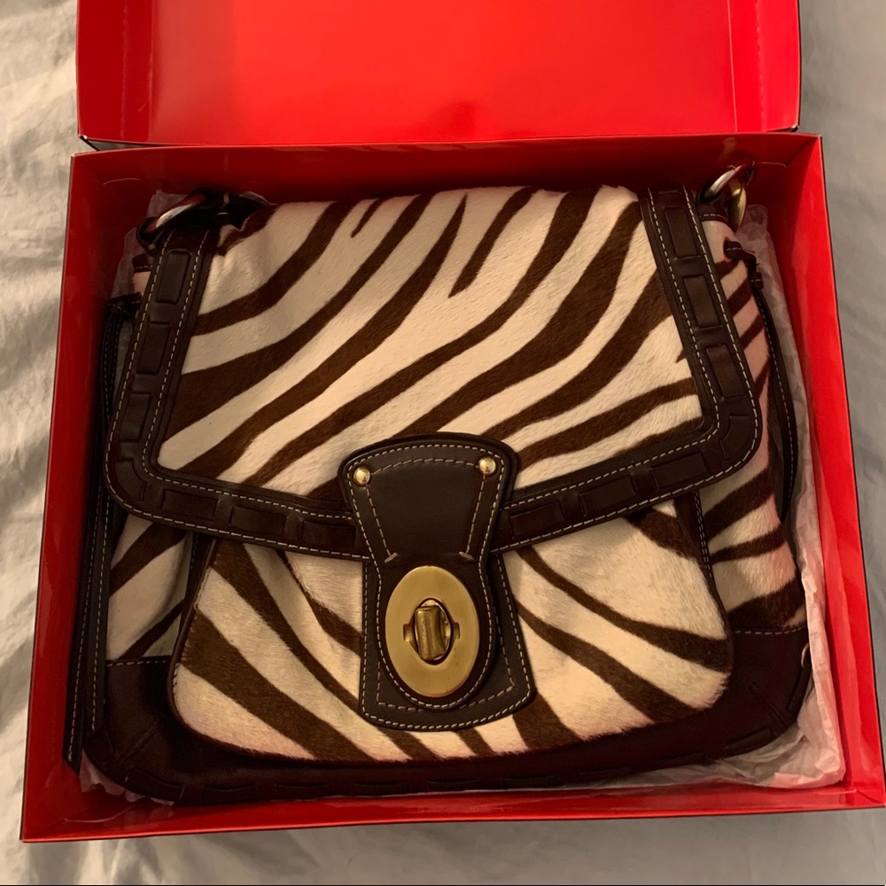 Coach Legacy Zebra Slim Flap Handbag F063-10366